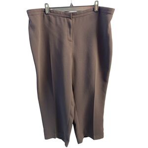 Windsmoor Mauve Grey Pleated Cropped Slacks Size 16 Elastic Waist Smart Casual